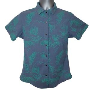 Club Ride Mens Short Sleeve Snap front Mountain Bike Shirt sz M Blue Cycling